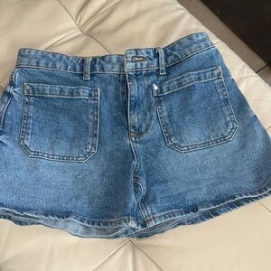 ZARA SHORTS Classic High-Rise Blue Denim Shorts